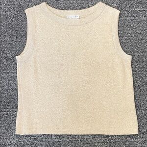 St. John Sport by Marie GrayCream Knit Shell Top LGold MetallicThread Sleeveless